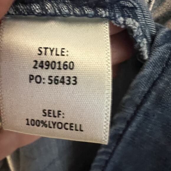 Current Air Anthropologie MIDI Dress Chambray Tired Collared Belted Boho M - Picture 9 of 10